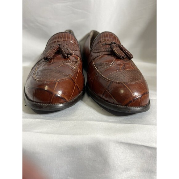 Stacy Adams Men\'s 11M Brown Genuine Snake Skin & Leather Tassel Loafer Shoes